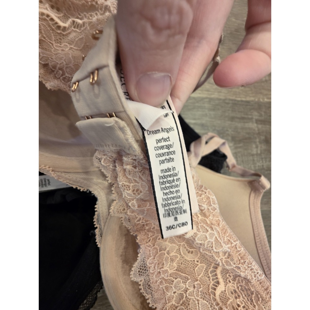 Victoria's Secret Lot of 4 Bras 36C Black Beige Red Lightly Lined Full Coverage - Picture 5 of 6